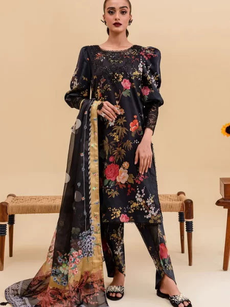 Shop Zoya and Fatima Lahore suits online at Fabcollections featuring lawn digital printed embroidered front.