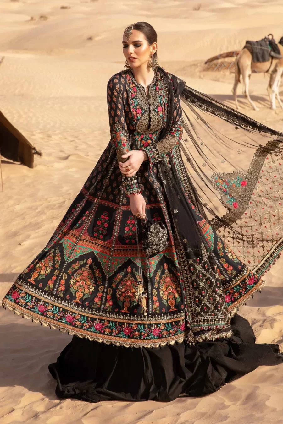 Discover elegant Lahore suits online featuring embroidered lawn shirt, net dupatta, and dyed cambric trouser. Enjoy free shipping and cash on delivery.