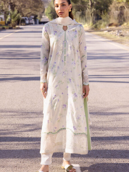 Elevate your wardrobe with our embroidered chiffon dupatta Karachi suit, crafted from lawn, organza, chiffon, and cambric.