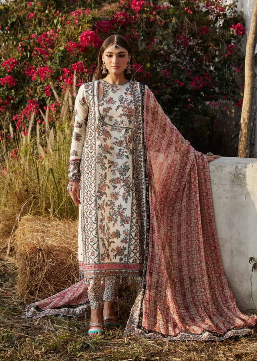 Elevate your style with Fabcollection's elegant unstitched lawn party wear suit. Perfect for women who cherish sophistication.