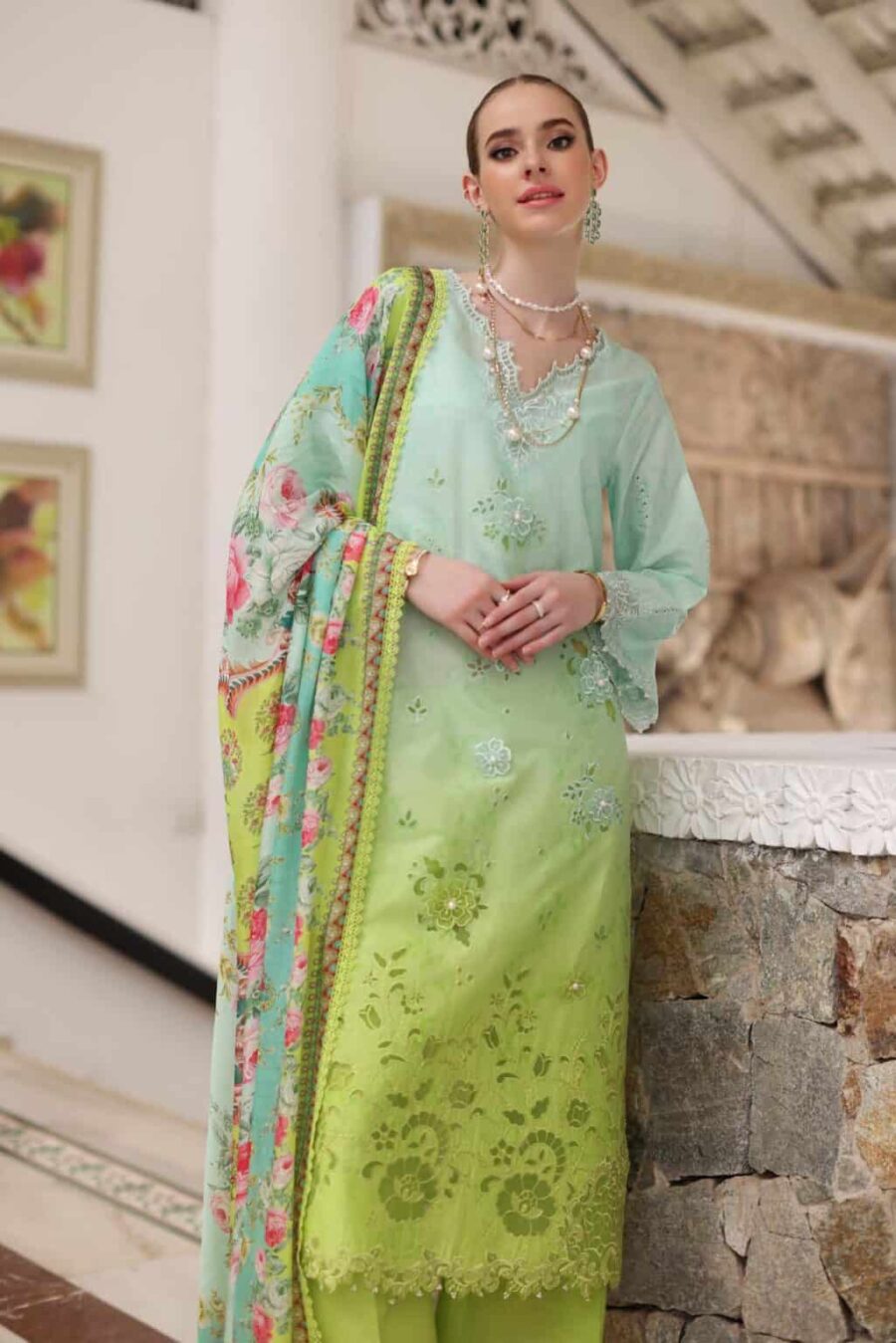 Elevate your elegance with genuine unstitched Pakistani suits, embellished with digital prints, laser embroidery, and intricate borders. Shop now!