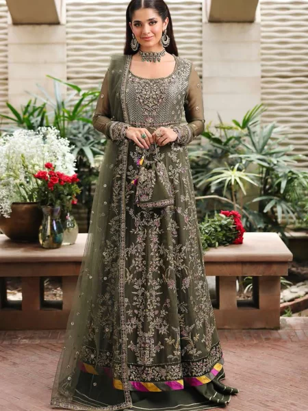 Roheenaz Embroidered Chiffon Suits Unstitched 4 Piece RNZ25AL RN-104 Mehwar - Formals Collection