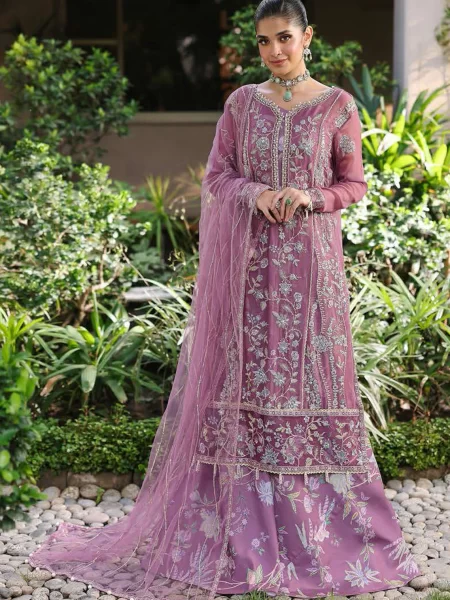 Roheenaz Embroidered Chiffon Suits Unstitched 4 Piece RNZ25AL RN-102 Arooj - Formals Collection