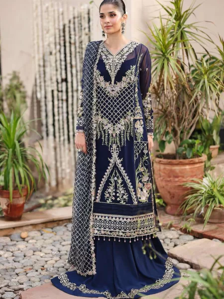 Roheenaz Embroidered Chiffon Suits Unstitched 4 Piece RNZ25AL RN-103 Nilofar - Formals Collection 653047