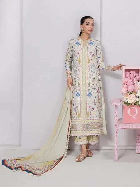 Qalamkar QPrints Embroidered Lawn 2025 | EM-09A