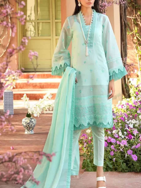 Cotton Organza Suit with Embroidery