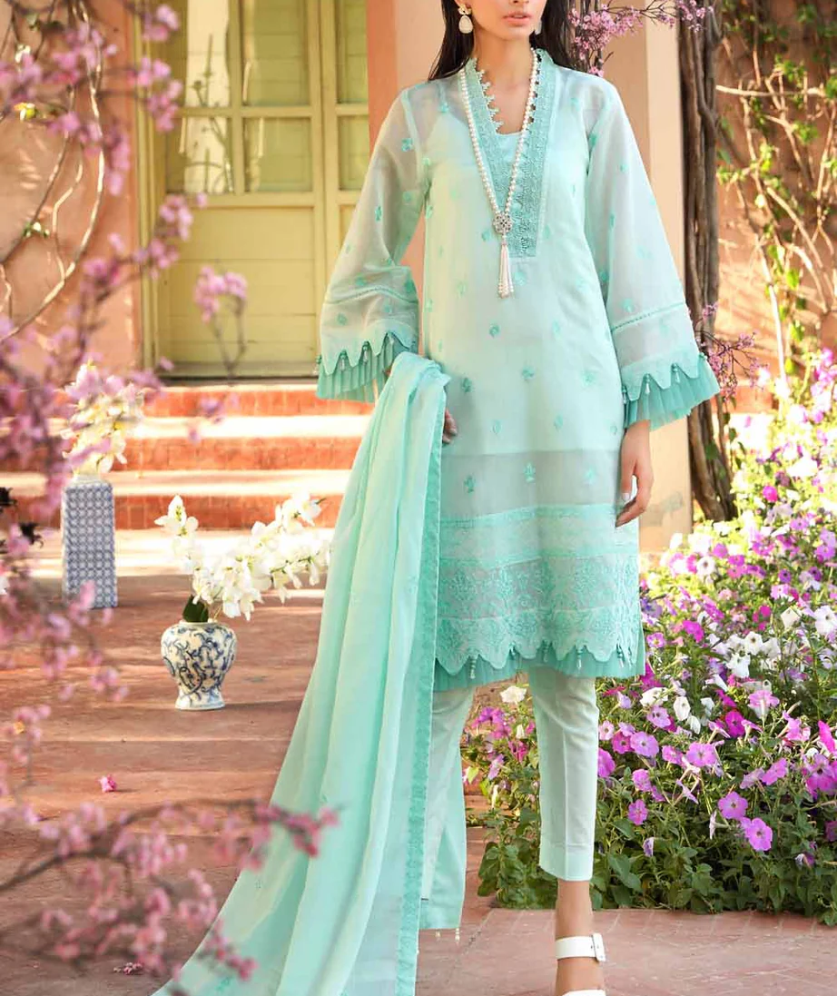 Cotton Organza Suit with Embroidery