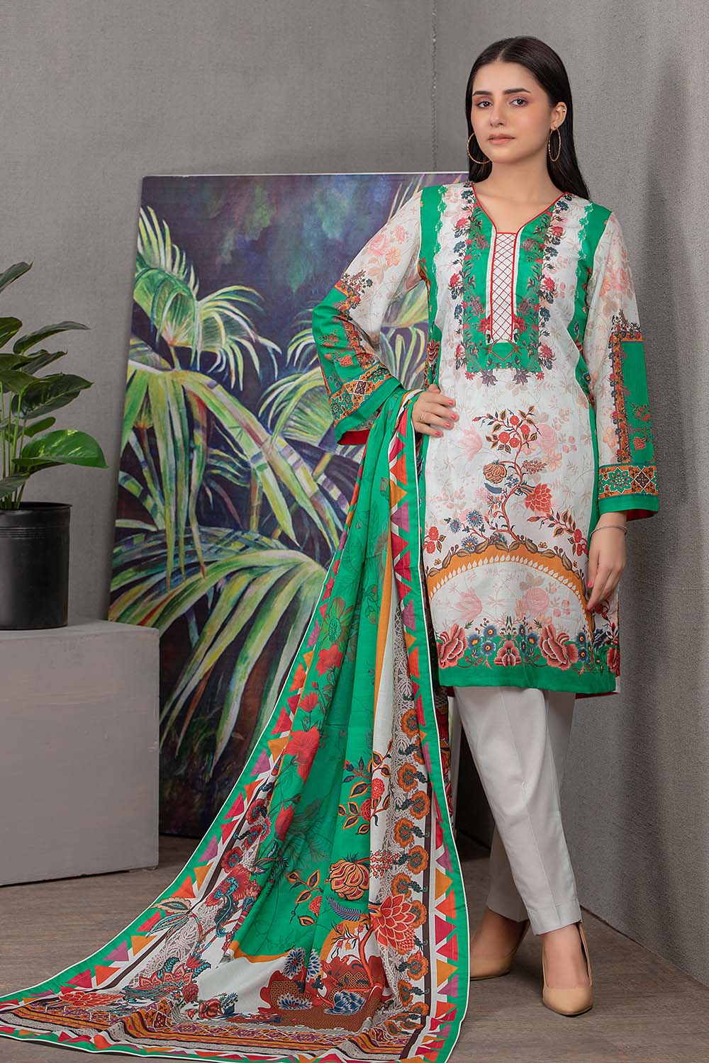 Printed Lawn Suit with Lawn Dupatta