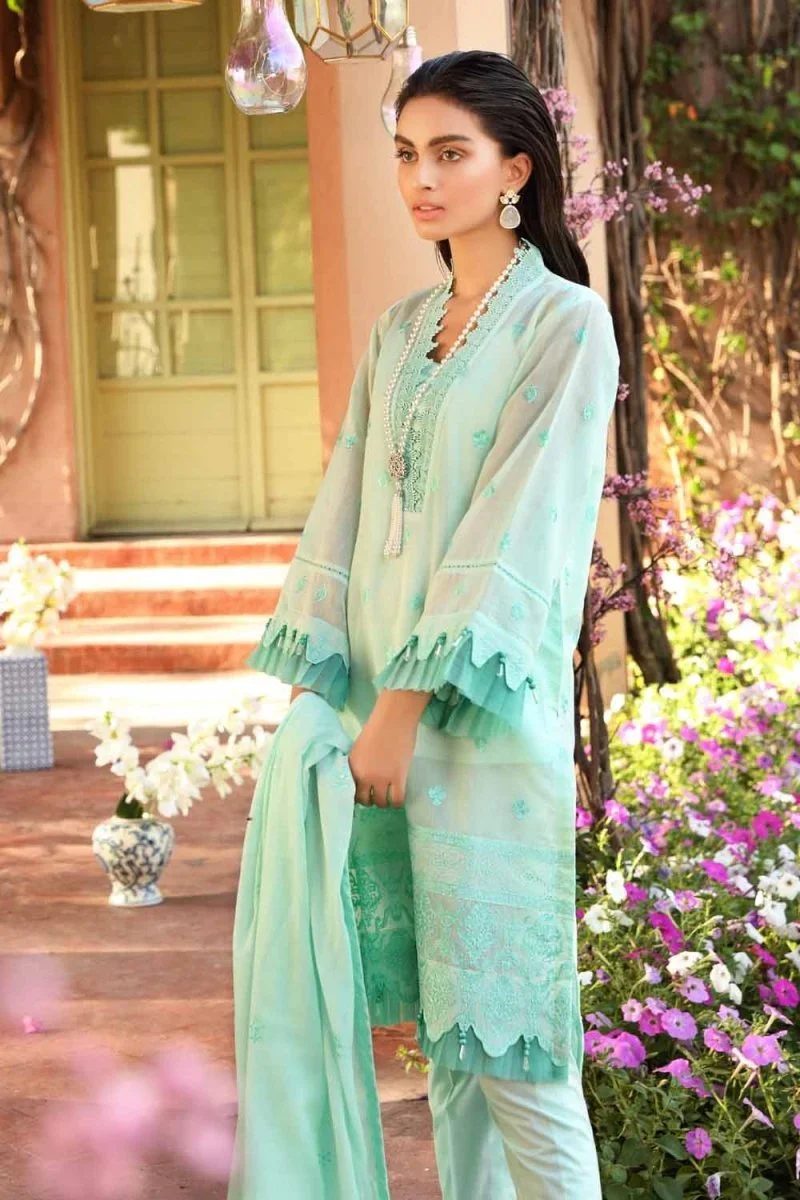Cotton Organza Suit with Embroidery - Image 3