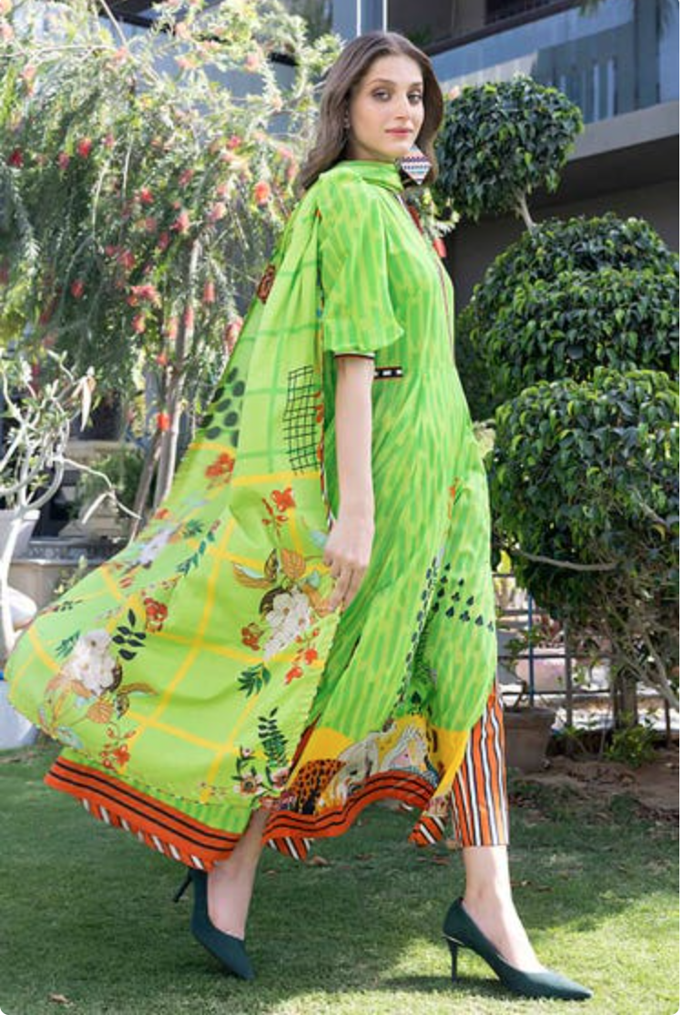 Printed Lawn Suit with Lawn Dupatta - Image 3