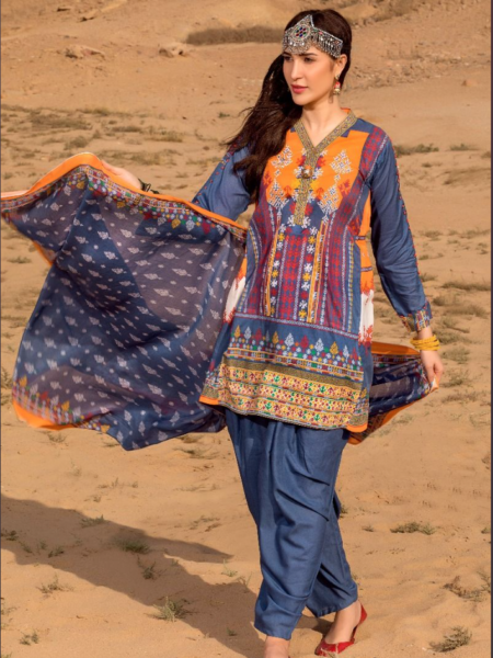 Printed Lawn Suit with Lawn Dupatta