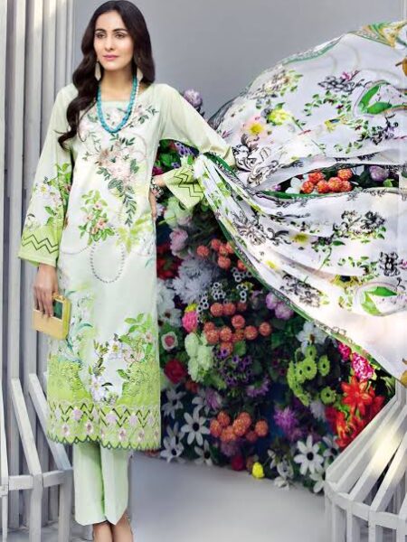 Lawn Suit with Embroidery and Chiffon Dupatta