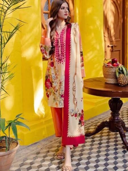 Printed Lawn Suit with Lawn Dupatta
