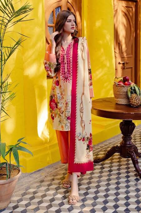 Printed Lawn Suit with Lawn Dupatta