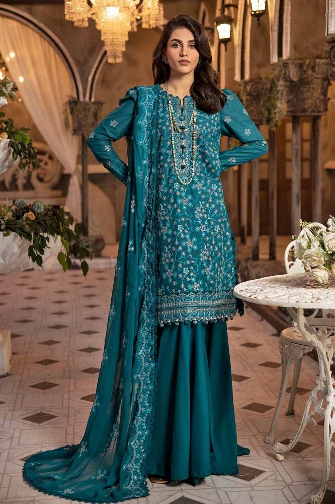 Lawn Suit with Embroidery and Pure Chifon Enbroidered Dupatta