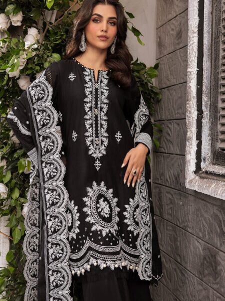 Lawn Suit with Embroidery and Paper Cotton Enbroidered Dupatta