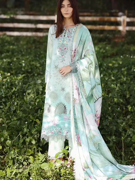 Mushq Solace Ombre Embroidered Lawn Unstitched 3 Piece Suit - Tranquil Muse - MQ26OMB - Jade Green - Summer Collection
