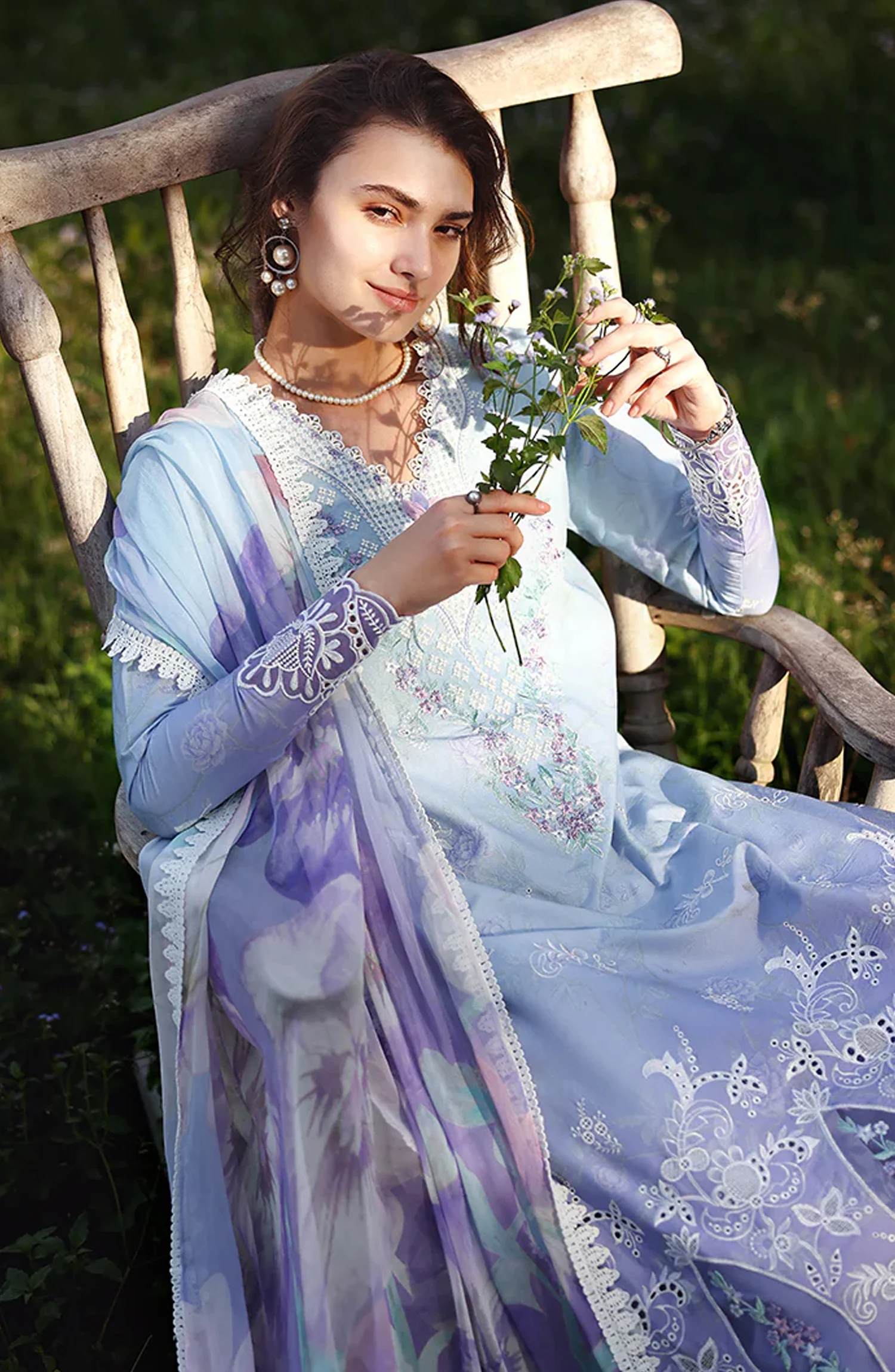 Mushq Solace Ombre Embroidered Lawn Unstitched 3 Piece Suit - Ombre Whisper - MQ26OMB - Lavender - Summer Collection - Image 4