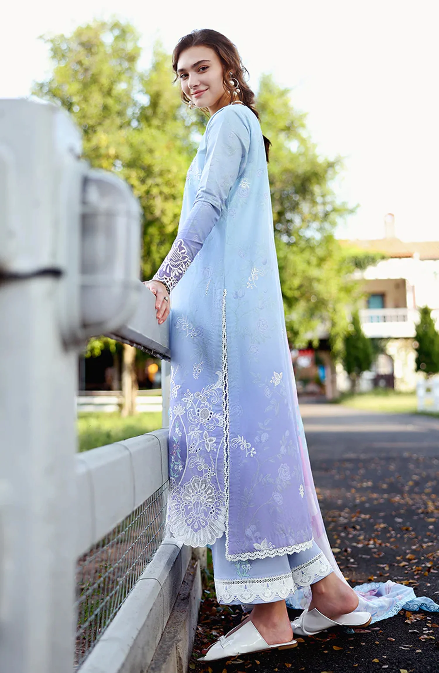 Mushq Solace Ombre Embroidered Lawn Unstitched 3 Piece Suit - Ombre Whisper - MQ26OMB - Lavender - Summer Collection - Image 3