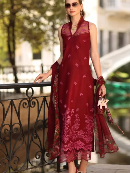 Saadia Asad Noor Eid Luxe Printskhaas Lawn – D1 - A - Ruby