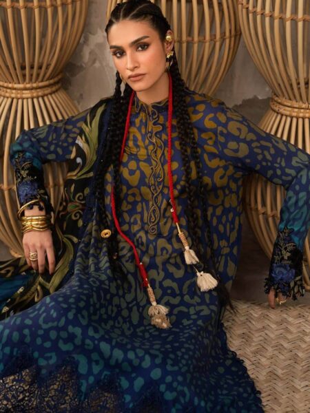 M Prints Maria B | Embroidered Linen Suit – Blue (MPT-3101-B)