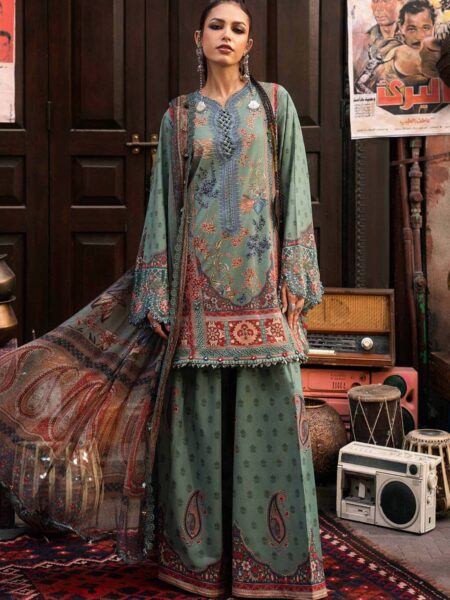 M Prints Maria B | Embroidered Cambric Suit – Sea Green (MPT-3102-A)