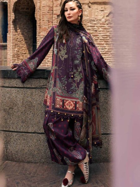 M Prints Maria B | Embroidered Cambric Suit – Purple (MPT-3102-B)