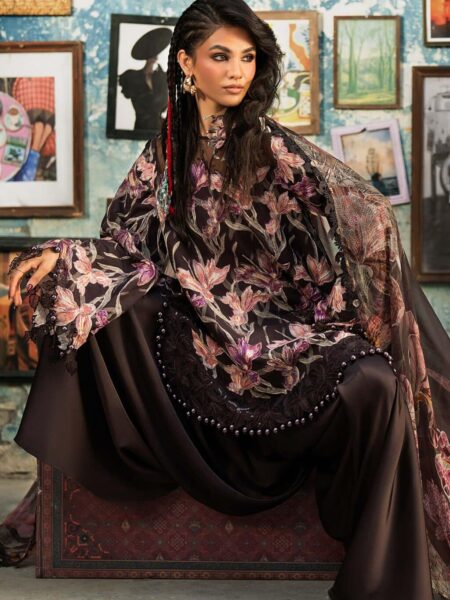 M Prints Maria B | Embroidered Cambric Suit – Brown (MPT-3104-B)