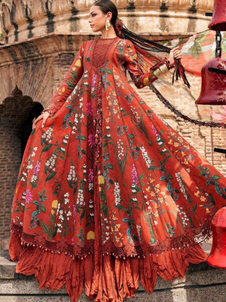 M Prints Maria B | Embroidered Cambric Suit – Rust (MPT-3106-B)
