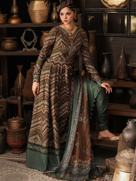M Prints Maria B | Embroidered Cambric Suit – Brown (MPT-3107-A)