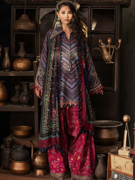 M Prints Maria B | Embroidered Cambric Suit – Blue (MPT-3107-B)