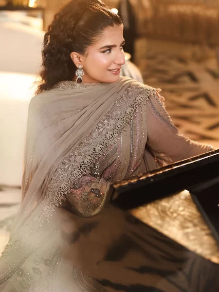 Maria B Chiffon Suit 3 Piece Unstitched Embroidered MPC-26-201-Antique Grey