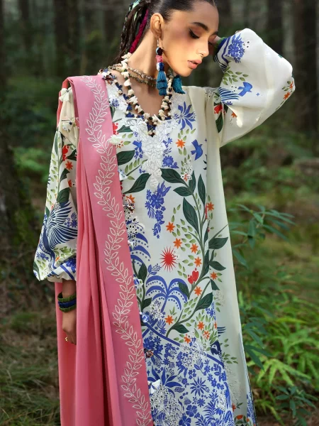 Zaha Neelum Luxury Lawn – WHITE SOLANA (ZL25-03 B)